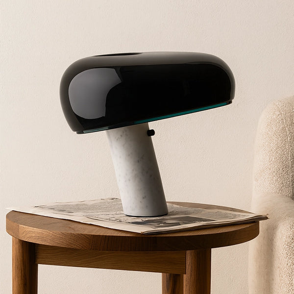 Flos Snoopy Lampada Da Tavolo 37 cm nero con Base In Marmo Di Carrara