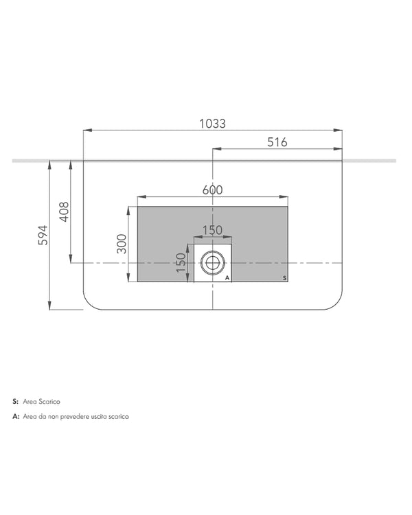 Forma Aquae Meda vasca 150x75 a parete in TechFusion bianco lucido VSMP15075
