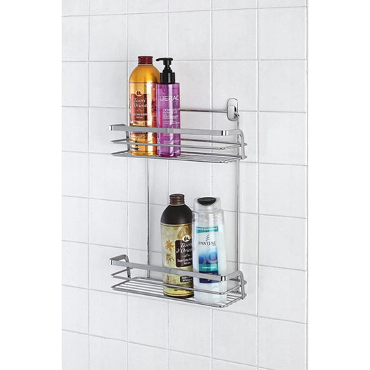 Griglia vasca doccia 2 ripiani acciaio cromo in bagno completo, vista d'insieme dell'ambiente - Exagonshop