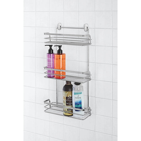 Griglia vasca doccia 3 ripiani acciaio cromo in cromato installato in bagno moderno con ante in vetro temperato - Exagonshop