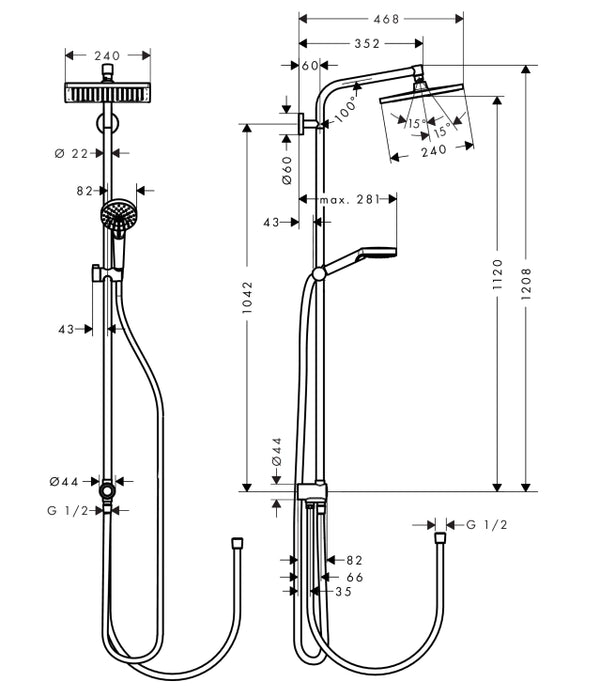 Hansgrohe Crometta E Colonna doccia con soffione e doccetta cromo