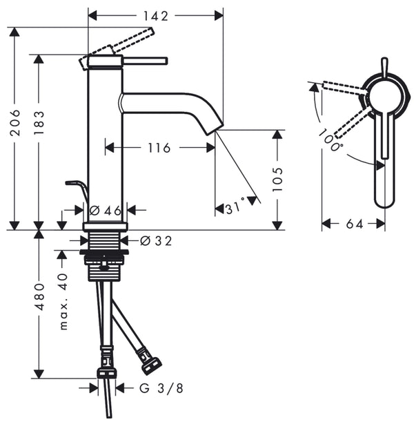 Hansgrohe Tecturis S Miscelatore lavabo coolStart EcoSmart cromo
