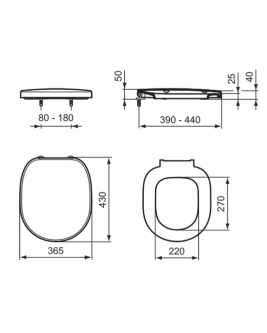Ideal Standard Connect sedile avvolgente bianco lucido E712801