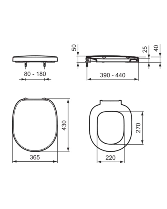 Ideal Standard Connect sedile avvolgente bianco lucido E712801