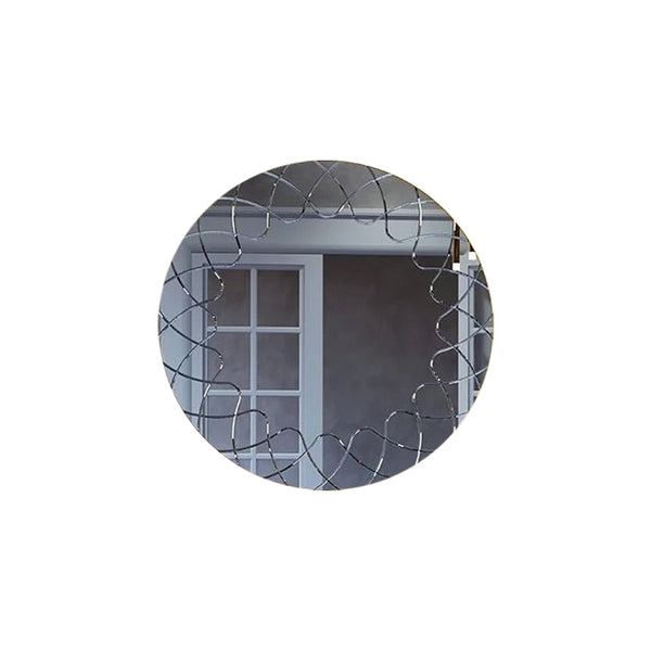 Koh-i-noor Graffi 1 specchio tondo 80 cm con cornice incisa senza illuminazione