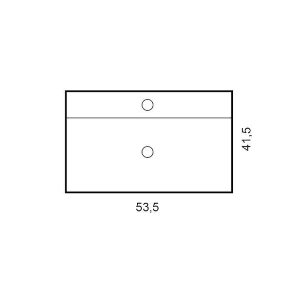 Lavabo 53x41 rettangolare in ceramica bianco lucido