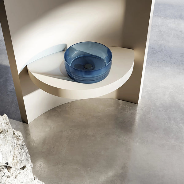 Lavabo 40 cm da appoggio Ischia in resina blu