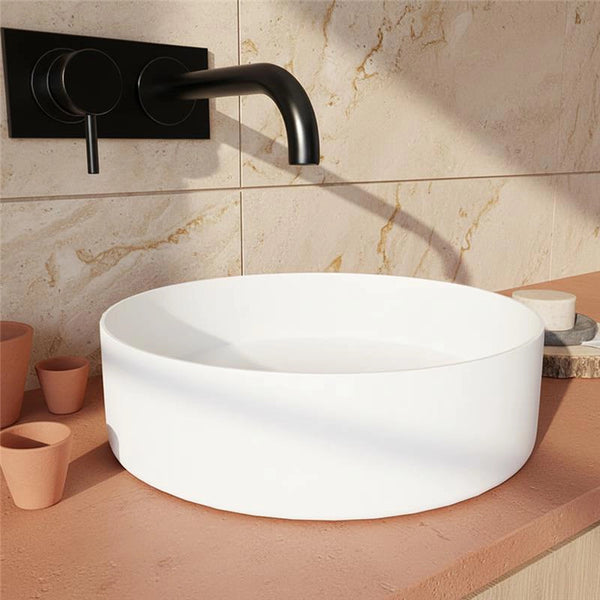 Lavabo 40 cm da appoggio Torino solid surface bianco opaco