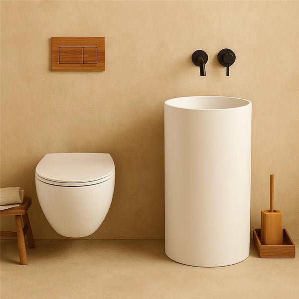 Lavabo 45 cm freestanding Trento in solid surface bianco opaco