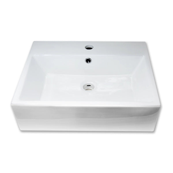 Lavabo 53x41 rettangolare in ceramica bianco lucido