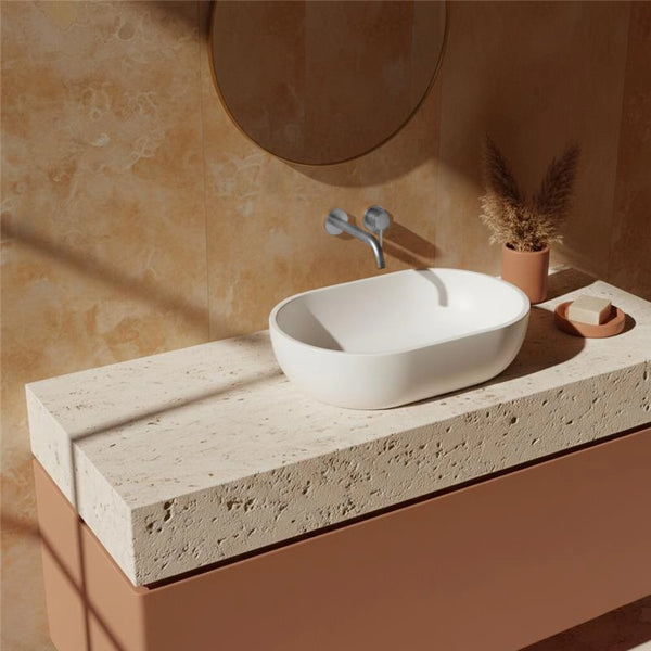 Lavabo 56x32 da appoggio Sondrio solid surface bianco opaco