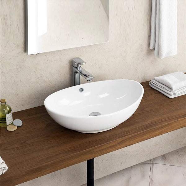 Lavabo 59x38,5 ovale Da Appoggio In Porcellana Bianca New Line O3