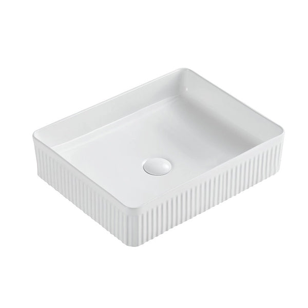 Lavabo 50x36 Roma cannettato da appoggio bianco lucido