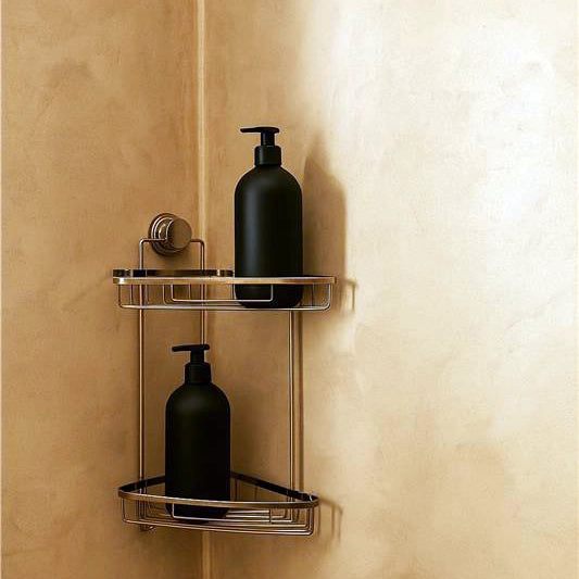 Mensola angolare vasca doccia 2 ripiani in acciaio cromato Premium