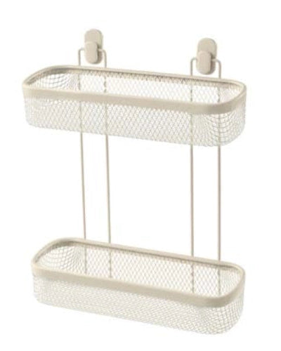 Mensola doccia 2 ripiani crema Taki in bagno completo, vista d'insieme dell'ambiente - Exagonshop