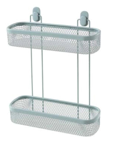 Mensola doccia 2 ripiani verde acqua Taki in bagno completo, vista d'insieme dell'ambiente - Exagonshop