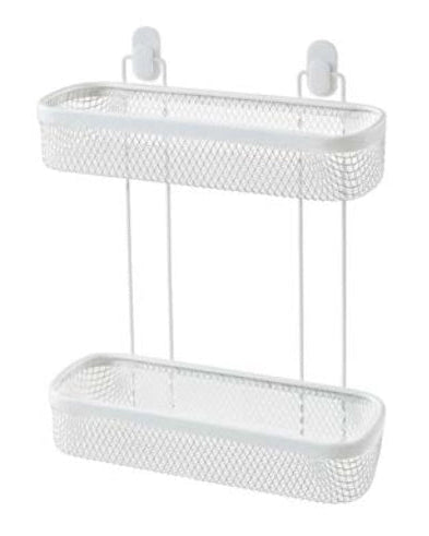 Mensola doccia 2 ripiani bianco Taki in bagno completo, vista d'insieme dell'ambiente - Exagonshop