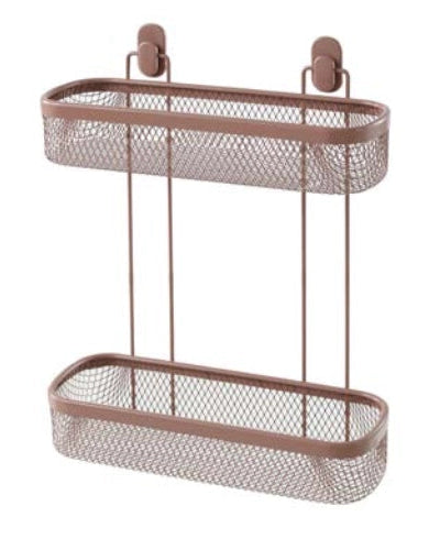 Mensola doccia 2 ripiani mocha Taki in bagno completo, vista d'insieme dell'ambiente - Exagonshop