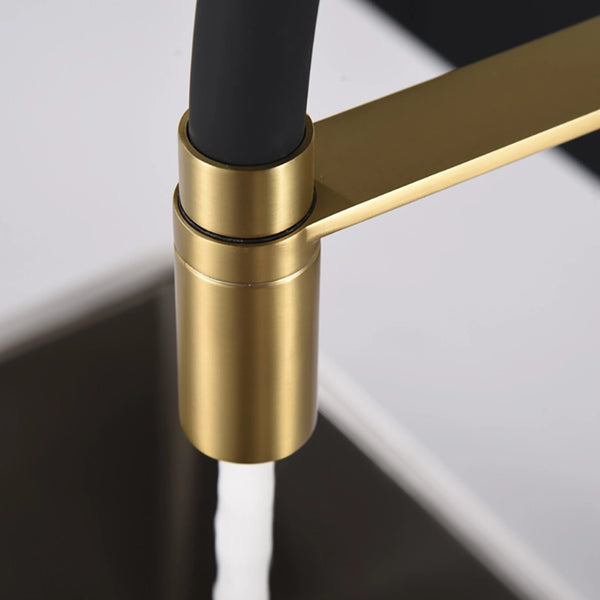 Disegno tecnico con quote di Miscelatore cucina flessibile Imola oro spazzolato - Exagonshop