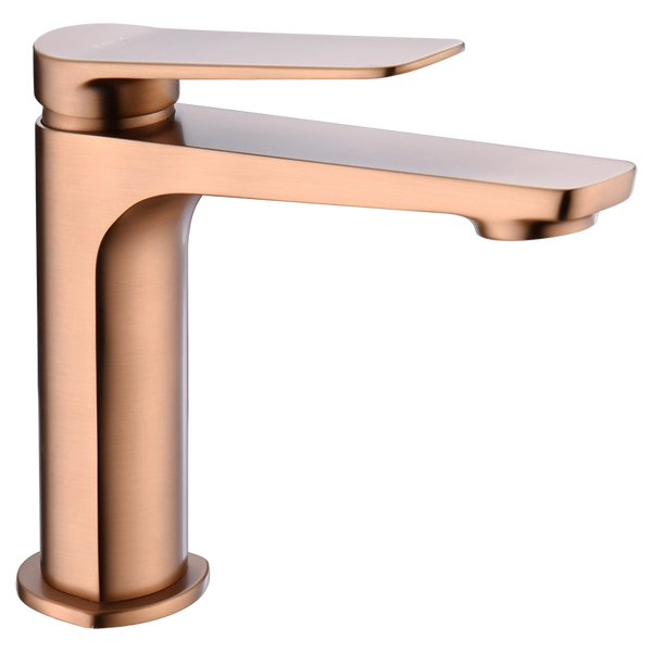Miscelatore lavabo senza scarico in ottone oro rosa spazzolato Momo