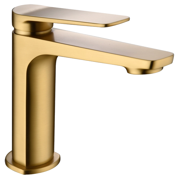 Miscelatore lavabo senza scarico in ottone oro spazzolato Momo