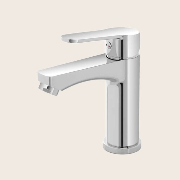 Miscelatore lavabo zinco cromo Eden, vista frontale su sfondo bianco - Exagonshop