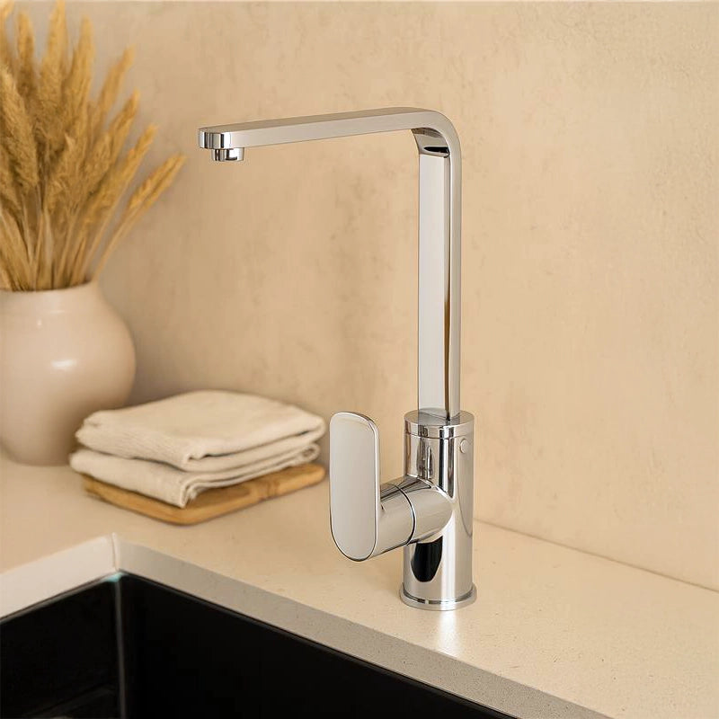 Miscelatore monocomando lavello canna alta quadra cromo Feridras