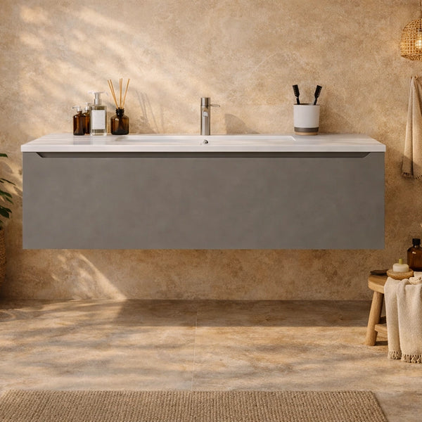 Mobile Bagno grigio opaco 120x50 Amalfi lavabo In Mineralmarmo lucido