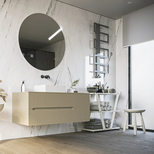 Mobile bagno 100x46 Urbino cannettato tortora opaco con anta e lavabo