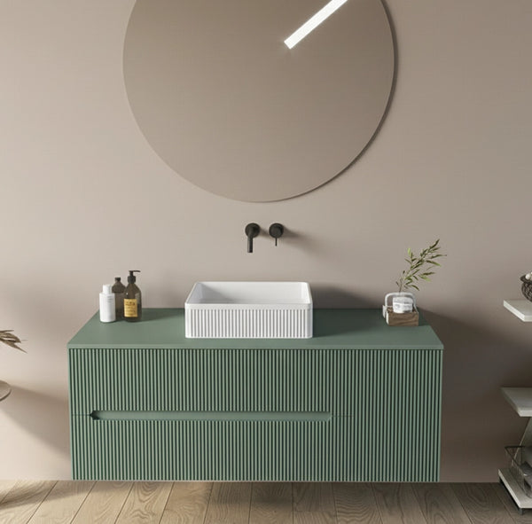 Mobile bagno 100x46 Urbino cannettato verde bosco con anta e lavabo
