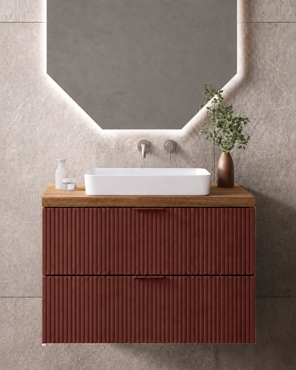 Mobile bagno 100x46 ruggine Teramo con lavabo da appoggio in ceramica