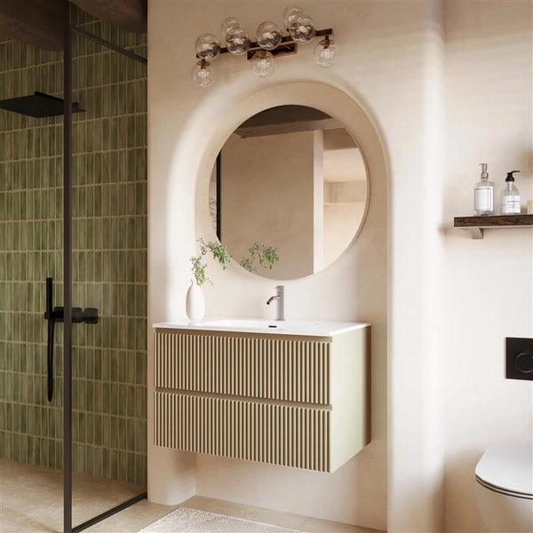 Mobile bagno 100x46 verde sabbia opaco cannettato lavabo ceramica Teramo