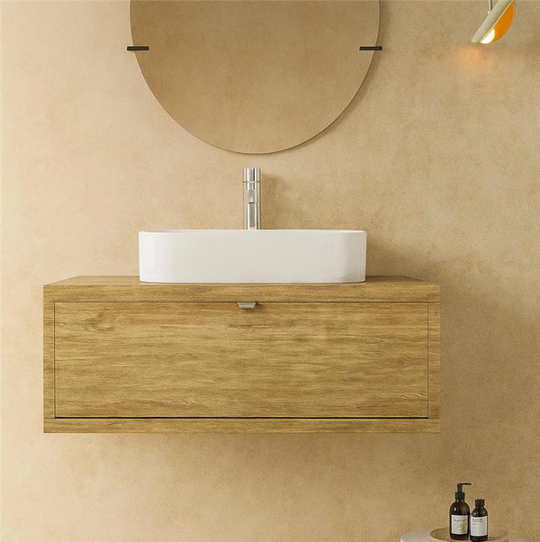Mobile bagno 110x50 Thema Rovere farnia con Lavabo in ceramica
