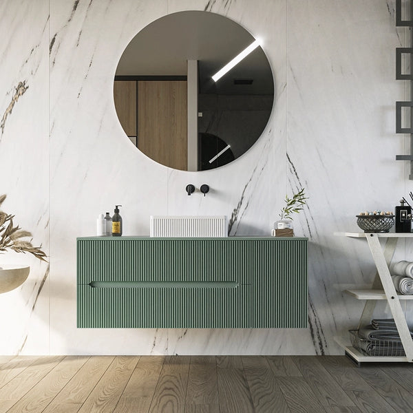 Mobile bagno 120x46 Urbino cannettato verde bosco con anta e lavabo