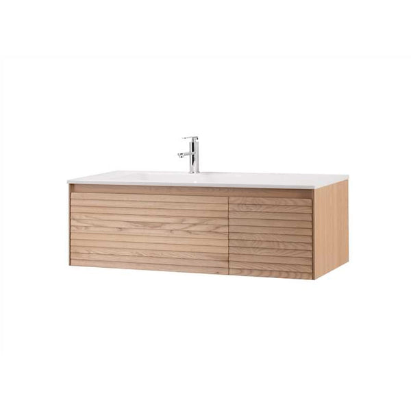 Mobile bagno 120x48 Merida cannettato quercia con lavabo a sinistra