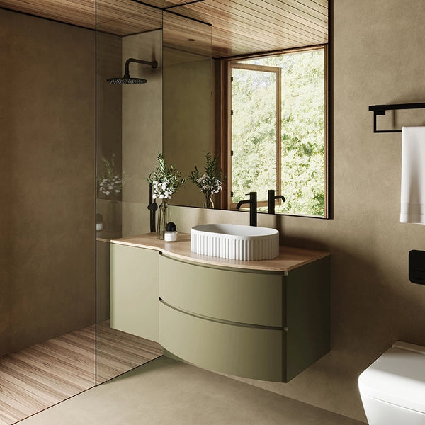 Mobile bagno 120x57 salvia opaco quercia Berna con lavabo in ceramica