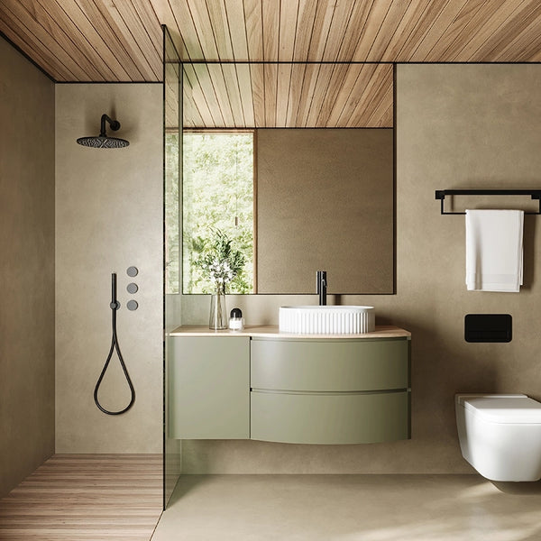 Mobile bagno 120x57 salvia opaco quercia Berna con lavabo in ceramica