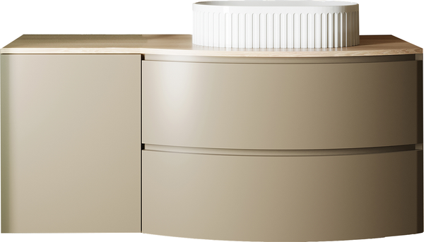 Mobile bagno 120x57 tortora opaco quercia Berna con lavabo in ceramica