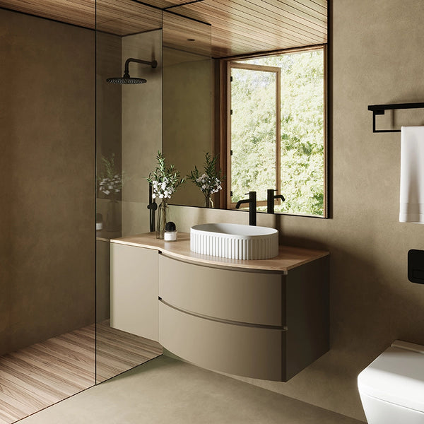 Mobile bagno 120x57 tortora opaco quercia Berna con lavabo in ceramica