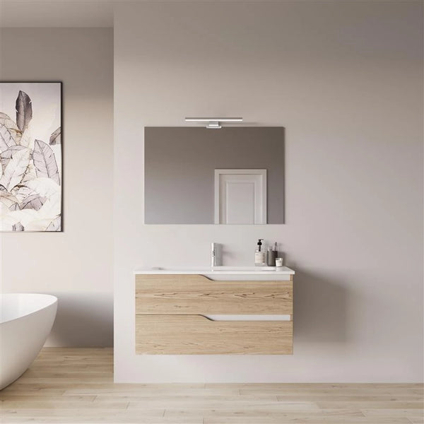Mobile bagno 80x46 quercia effetto legno con lavabo Gaia