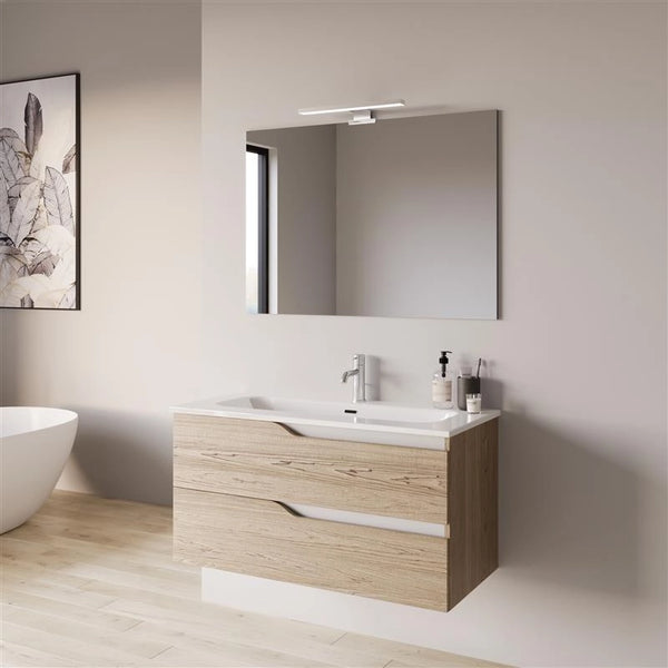 Mobile bagno 80x46 quercia effetto legno con lavabo Gaia