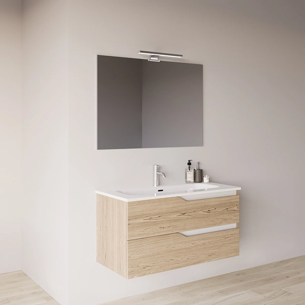 Mobile bagno 80x46 quercia effetto legno con lavabo Gaia