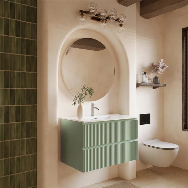 Mobile bagno 80x46 verde salvia opaco cannettato lavabo ceramica Teramo