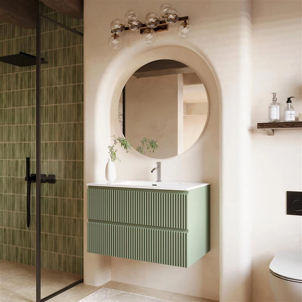 Mobile bagno 80x46 verde salvia opaco cannettato lavabo ceramica Teramo