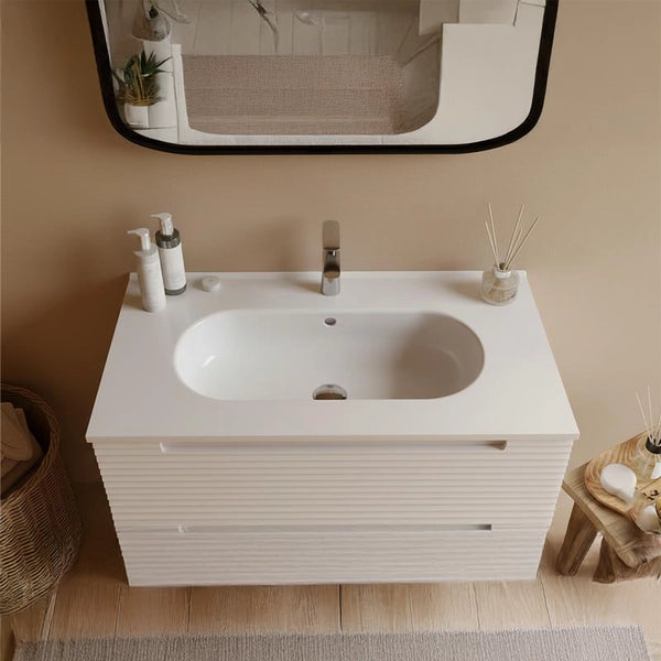 Mobile bagno canapa 100x45 Mango lavabo in ceramica lucida