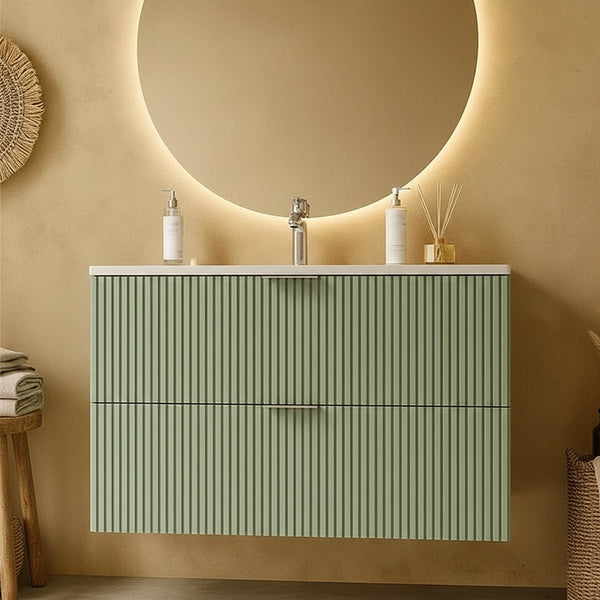 Mobile bagno cannettato 102x47 salvia opaco lavabo in ceramica Teramo