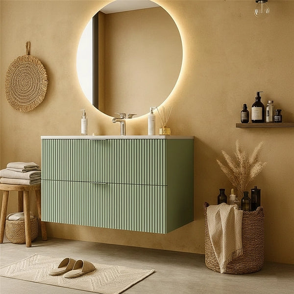 Mobile bagno cannettato 102x47 salvia opaco lavabo in ceramica Teramo