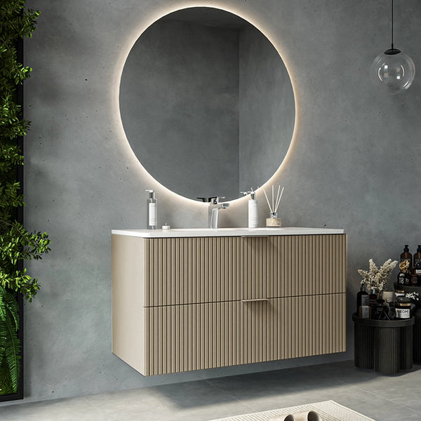 Mobile bagno cannettato 102x47 tortora opaco lavabo in ceramica Teramo