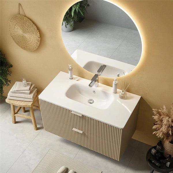 Mobile bagno cannettato 102x47 tortora opaco lavabo in ceramica Teramo