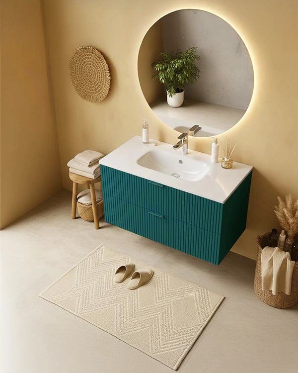 Mobile bagno cannettato 82x47 petrolio opaco lavabo in ceramica Teramo